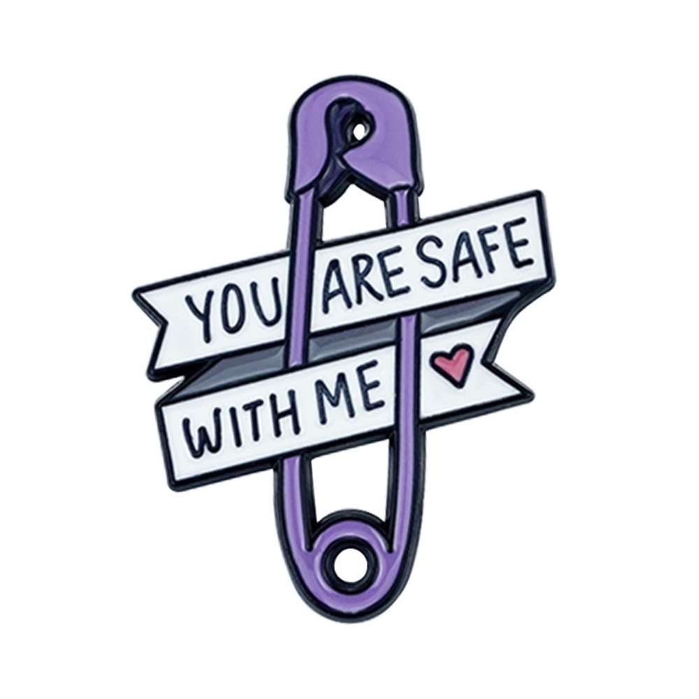 “You Are Safe With Me” Enamel Pin – Purple Safety Pin Support & Kindness Pin